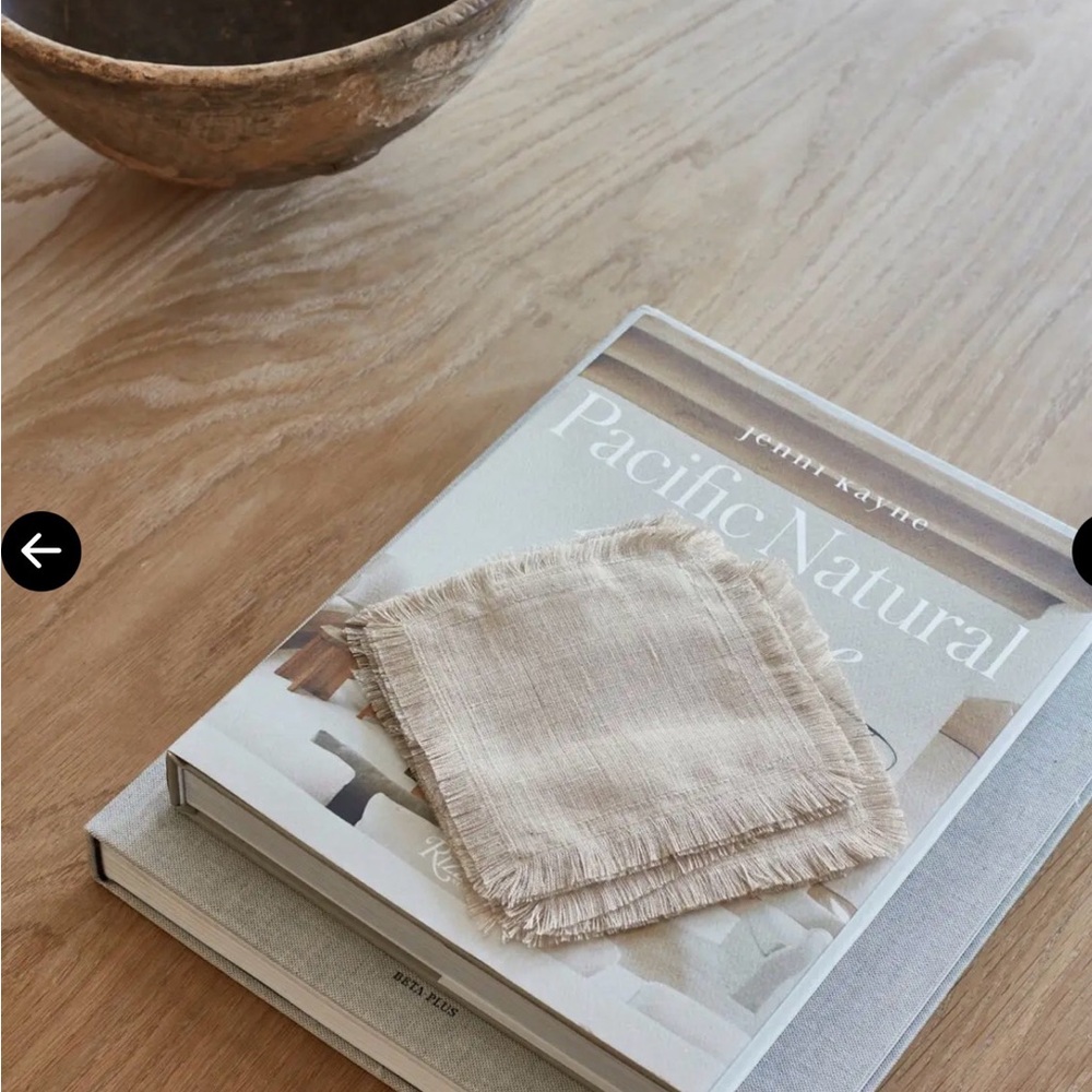 Jenni Kayne Cream Linen Napkins 1piece coasters left